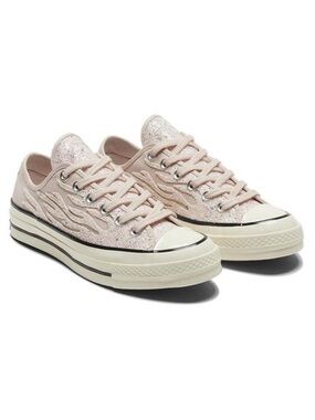 Converse Chuck Taylor All Star 70 Pink Sparkle Glitter Flame Shoes Womens Sz 6.5